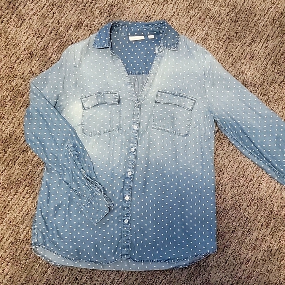 New York & Company, polka dot, shirt, size M